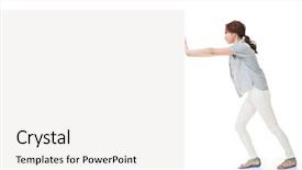  Presentation with woman pushing shopping trolley - Presentation theme consisting of information act - attractive asian woman push blank background and a cream colored foreground