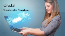  Presentation with information technology cloud - Audience pleasing presentation theme consisting of information based on cloud backdrop and a light blue colored foreground