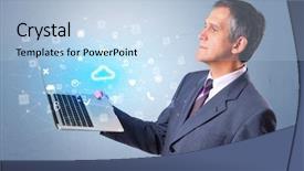  Presentation with information technology cloud - Cool new slides with information based on cloud backdrop and a light blue colored foreground