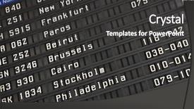  Presentation with airport departure arrival information board - Presentation theme with information board in airport terminal background and a dark gray colored foreground