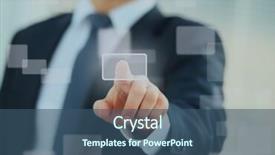  Presentation with business man climbs up to the top of 3d success stairs steps - Audience pleasing slide deck consisting of information carriers - business man pressing a touchscreen backdrop and a  colored foreground