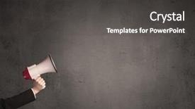  Presentation with plain caribbean - Audience pleasing slides consisting of information cartoons - caucasian arm holding megaphone backdrop and a dark gray colored foreground