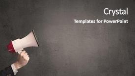  Presentation with plain - PPT layouts having information cartoons - caucasian arm holding megaphone background and a dark gray colored foreground