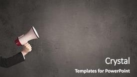  Presentation with plain - Slide deck with information cartoons - caucasian arm holding megaphone background and a  colored foreground