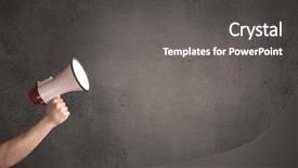  Presentation with plain for dams - Audience pleasing PPT theme consisting of information cartoons - caucasian arm holding megaphone backdrop and a  colored foreground