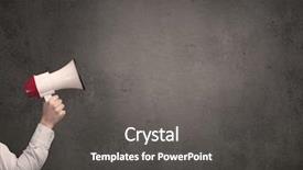  Presentation with plain for hacking topic - Audience pleasing slides consisting of information cartoons - caucasian arm holding megaphone backdrop and a  colored foreground