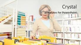  Presentation with library - Slides featuring information collection - senior librarian working at school background and a white colored foreground
