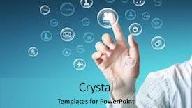  Presentation with artificial neural network structure fragment - Presentation theme featuring information communication - social network structure background and a  colored foreground