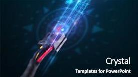  Presentation with electric cable - PPT theme consisting of power plug compass - glowing electric cable close-up background and a black colored foreground