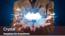  Presentation with cloud based - PPT theme consisting of information from cloud based system background and a tawny brown colored foreground