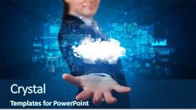  Presentation with cloud based - Slide deck with information from cloud based system background and a ocean colored foreground