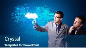  Presentation with cloud based - Audience pleasing PPT theme consisting of information from cloud based system backdrop and a ocean colored foreground