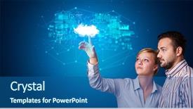  Presentation with information system security - Presentation design consisting of information from cloud based system background and a ocean colored foreground