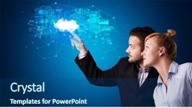  Presentation with cloud based - PPT theme consisting of information from cloud based system background and a ocean colored foreground