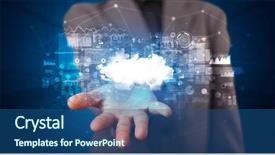  Presentation with information system security - Cool new slide deck with information from cloud based system backdrop and a ocean colored foreground