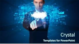  Presentation with cloud based - PPT theme having information from cloud based system background and a navy blue colored foreground