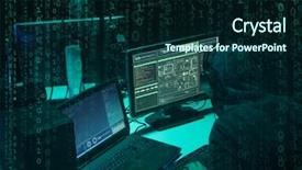  Presentation with cyber attack - Colorful presentation theme enhanced with information governance - wanted hackers coding virus ransomware backdrop and a forest green colored foreground