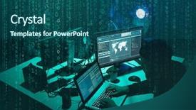  Presentation with information system - Cool new presentation theme with information governance - wanted hackers coding virus ransomware backdrop and a ocean colored foreground
