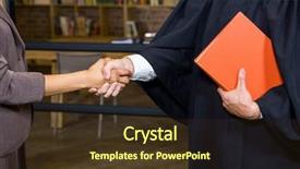  Presentation with shaking hands - Colorful slide set enhanced with information literacy - businesswoman shaking hands with lawyer backdrop and a tawny brown colored foreground