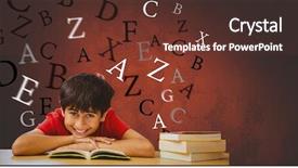  Presentation with information literacy - Slides with information literacy - digital composite of happy boy background and a tawny brown colored foreground