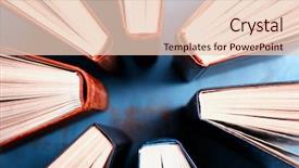  Presentation with information literacy - PPT theme having information literacy - heart of books on wooden background and a lemonade colored foreground