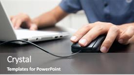  Presentation with work - PPT theme having information manager - business at work banner background and a gray colored foreground