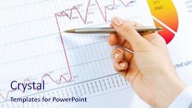  Presentation with hand holding pencil - PPT theme with difficulty - businessman surrounded by ties drawn background and a gray colored foreground.