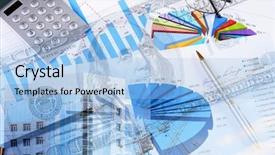  Presentation with information - Beautiful PPT theme featuring information manager - valuable papers charts and diagrams backdrop and a light blue colored foreground