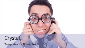  Presentation with information - PPT theme enhanced with information overload - crazy man with phone background and a light blue colored foreground