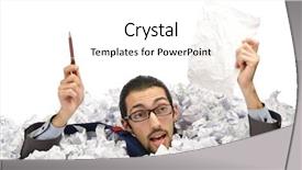  Presentation with waste - Audience pleasing presentation design consisting of information overload - man with lots of waste backdrop and a  colored foreground