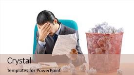  Presentation with collaboration paper - Cool new slides with information overload - man with lots of wasted backdrop and a coral colored foreground