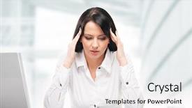  Presentation with secretary - Amazing slide deck having information overload - tired and upset secretary woman backdrop and a white colored foreground