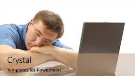  Presentation with sleeping - Presentation theme with information overload - young man sleeping behind background and a  colored foreground