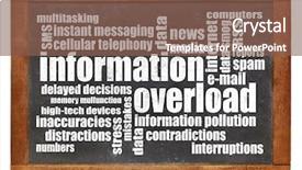  Presentation with information - Presentation design having information overload concept - word cloud background and a  colored foreground