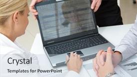  Presentation with information - Presentation theme consisting of information plan - image of young partners looking background and a light blue colored foreground