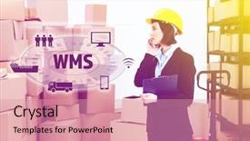  Presentation with information system - Beautiful theme featuring information presse logistique - warehouse management system concept woman backdrop and a coral colored foreground