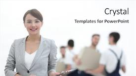  Presentation with crime tape blurred forensic - Beautiful slide deck featuring information presse logistique - woman manager holding clipboard backdrop and a white colored foreground