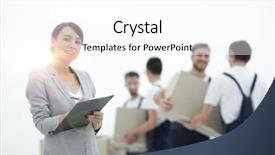  Presentation with sports manager - Cool new PPT theme with information presse logistique - woman manager holding clipboard backdrop and a pink colored foreground