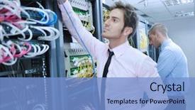  Presentation with information system security - Slides enhanced with information security management system - group of young business people background and a light blue colored foreground