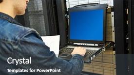  Presentation with network engineering - Beautiful PPT layouts featuring information security management system - network engineer working in server backdrop and a dark gray colored foreground