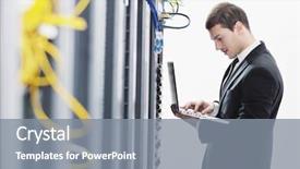  Presentation with information system security - PPT layouts featuring information security management system - young it engeneer business man background and a gray colored foreground