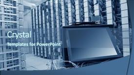  Presentation with servers - Presentation theme enhanced with information security wide - computer in communication servers center background and a ocean colored foreground