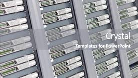  Presentation with hospital network computer - Amazing PPT theme having navy blue - business woman with laptop computer backdrop and a sky blue colored foreground