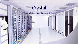  Presentation with digital communications - Audience pleasing presentation design consisting of information security wide - network server room with computers backdrop and a lemonade colored foreground