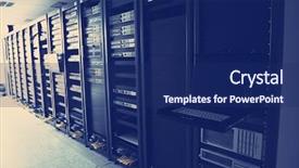  Presentation with digital communications - Beautiful PPT theme featuring information security wide - network server room with computers backdrop and a  colored foreground