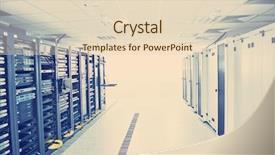  Presentation with digital communications - PPT theme having information security wide - network server room with computers background and a lemonade colored foreground