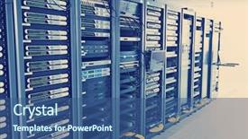  Presentation with digital communications - Colorful PPT layouts enhanced with information security wide - network server room with computers backdrop and a  colored foreground