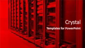  Presentation with digital communications - Theme enhanced with information security wide - network server room with computers background and a wine colored foreground