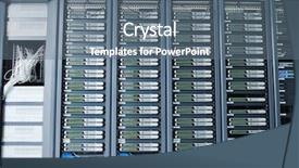  Presentation with digital communications - Cool new PPT theme with information security wide - network server room with computers backdrop and a gray colored foreground