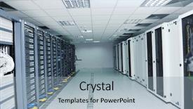  Presentation with digital communications - PPT theme consisting of information security wide - network server room with computers background and a light blue colored foreground